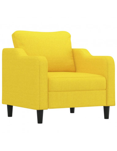 Poltrona con Poggiapiedi Giallo Chiaro 60 cm in Tessuto