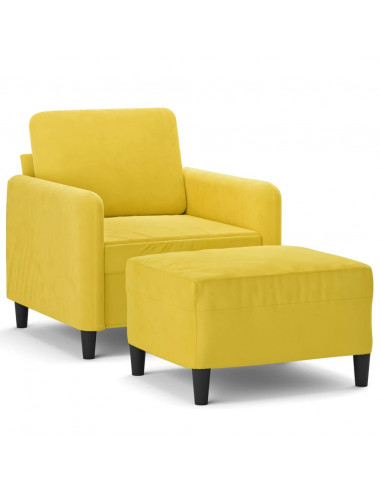 Poltrona con Poggiapiedi Giallo 60 cm in Velluto