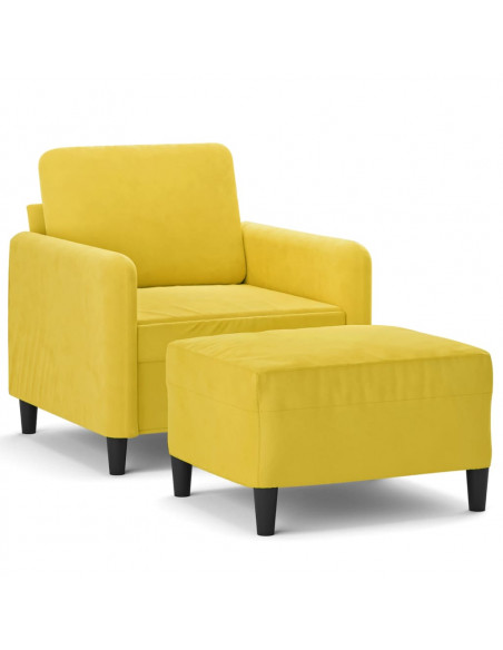 Poltrona con Poggiapiedi Giallo 60 cm in Velluto