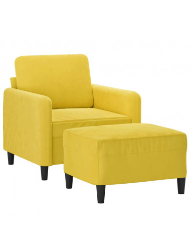 Poltrona con Poggiapiedi Giallo 60 cm in Velluto
