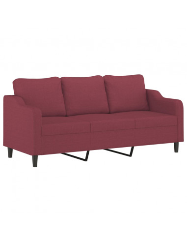 Set di Divani 2 pz con Cuscini Rosso Vino in Tessuto