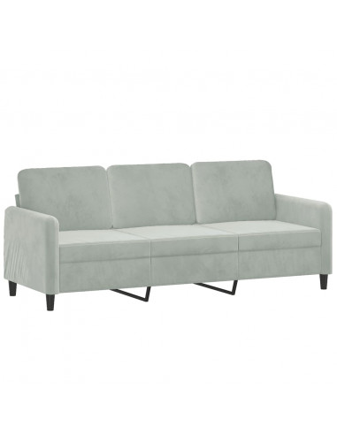 Set di Divani 2 pz con Cuscini Grigio Chiaro in Velluto