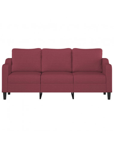 Divano a 3 Posti Rosso Vino 180 cm in Tessuto