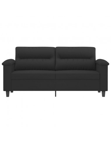 Divano a 2 Posti Nero 140 cm in Tessuto Microfibra