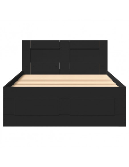 Giroletto con Testiera Nero 90x200 cm in Legno Multistrato