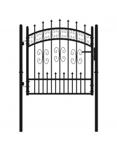Recinzione Cancello con Punta a Lancia Nera 103x150cm Acciaio 2