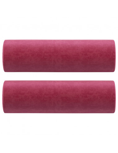 Divano a 3 Posti con Cuscini Rosso Vino 180 cm in Velluto