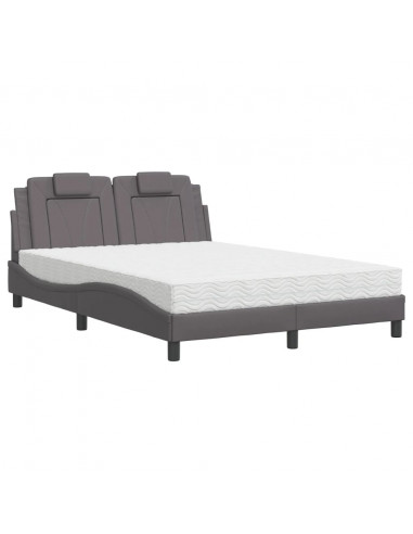 Letto con Materasso Grigio 140x200 cm in Similpelle