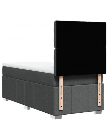 Giroletto a Molle con Materasso Grigio Scuro 90x200 cm Tessuto