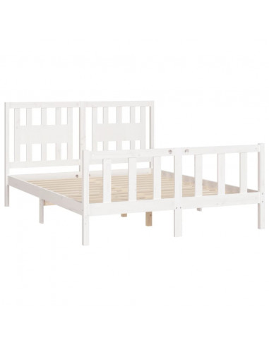 Giroletto con Testiera Bianco Legno Massello di Pino 140x200 cm