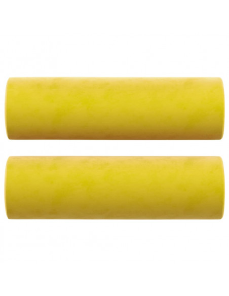 Divano a 3 Posti con Cuscini Giallo 180 cm in Velluto