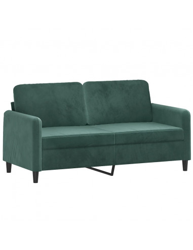 Divano a 2 Posti con Cuscini Verde Scuro 140 cm in Velluto