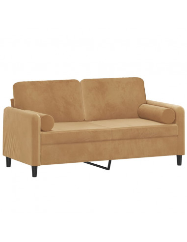 Divano a 2 Posti con Cuscini Marrone 140 cm in Velluto