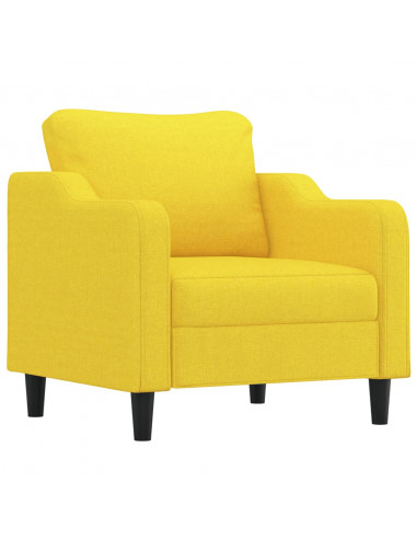 Set di Divani 4 pz con Cuscini Giallo Chiaro in Tessuto