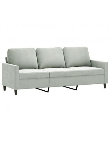 Set di Divani 3 pz con Cuscini Grigio Chiaro in Velluto