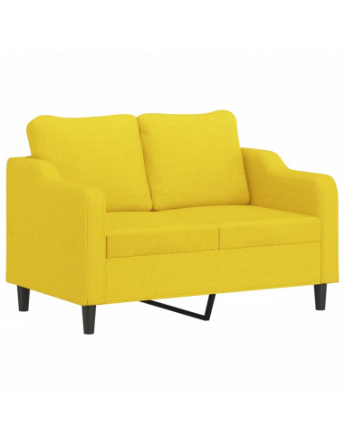 Set di Divani 2 pz con Cuscini Giallo Chiaro in Tessuto