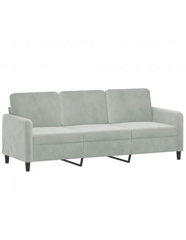 Set di Divani 3 pz con Cuscini Grigio Chiaro in Velluto