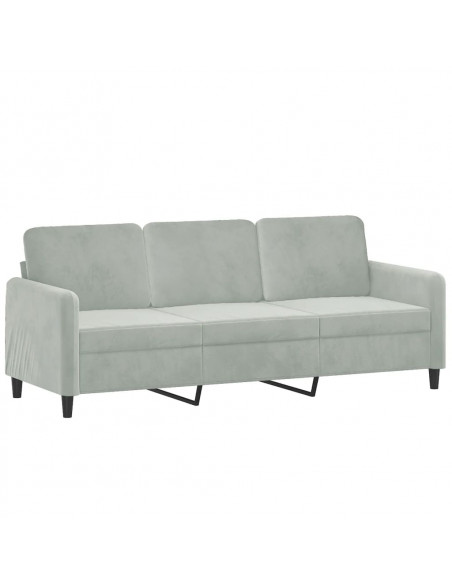Set di Divani 3 pz con Cuscini Grigio Chiaro in Velluto