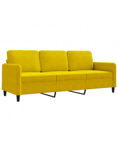 Divano a 3 Posti Giallo 180 cm in Velluto