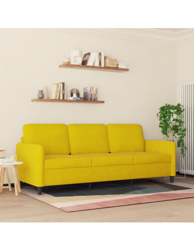 Divano a 3 Posti Giallo 180 cm in Velluto