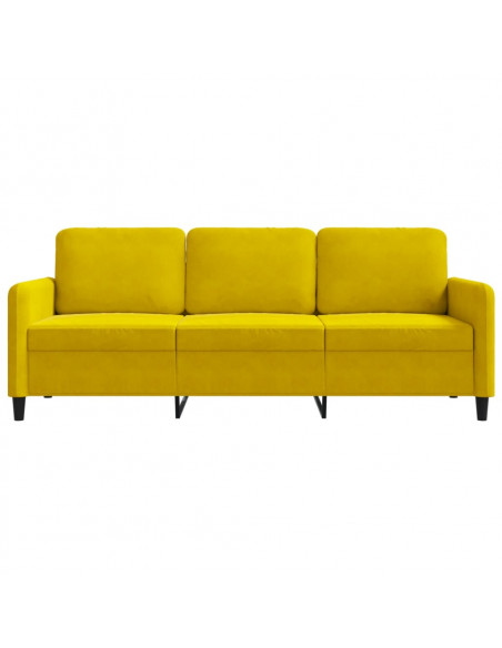 Divano a 3 Posti Giallo 180 cm in Velluto