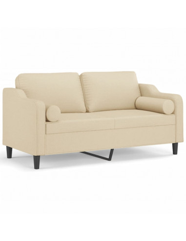 Divano a 2 Posti con Cuscini Crema 140 cm in Tessuto