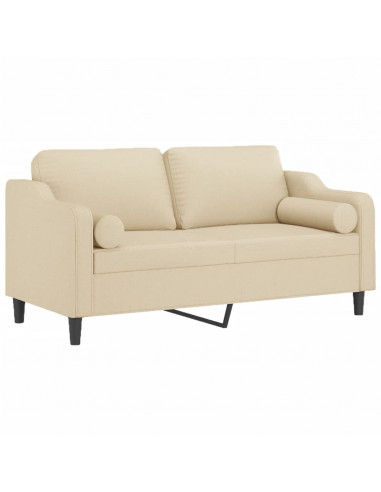 Divano a 2 Posti con Cuscini Crema 140 cm in Tessuto