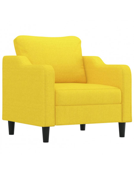 Set di Divani 3 pz con Cuscini Giallo Chiaro in Tessuto