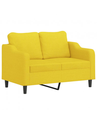Set di Divani 2 pz con Cuscini Giallo Chiaro in Tessuto