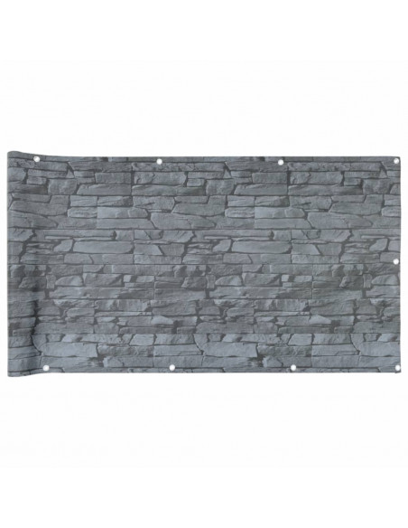 Paravento da Balcone con Aspetto Pietra Grigio 600x120 cm PVC
