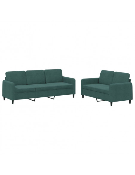 Set di Divani 2 pz Verde Scuro in Velluto