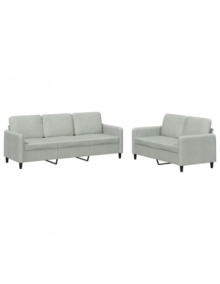 Set di Divani 2 pz Grigio Chiaro in Velluto