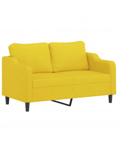 Divano a 2 Posti Giallo Chiaro 140 cm in Tessuto 2