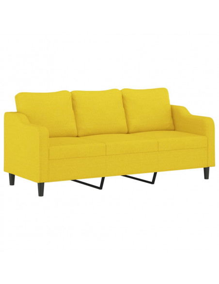 Divano a 3 Posti Giallo Chiaro 180 cm in Tessuto