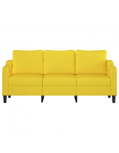 Divano a 3 Posti Giallo Chiaro 180 cm in Tessuto
