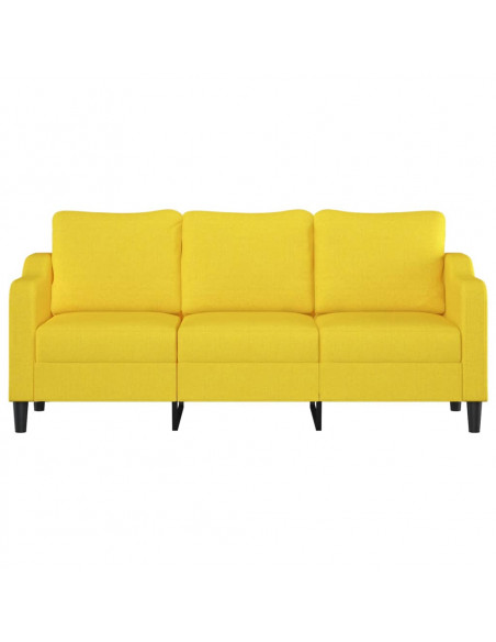 Divano a 3 Posti Giallo Chiaro 180 cm in Tessuto