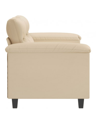 Divano a 2 Posti Crema 120 cm in Tessuto Microfibra