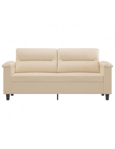 Divano a 2 Posti Crema 140 cm in Tessuto Microfibra