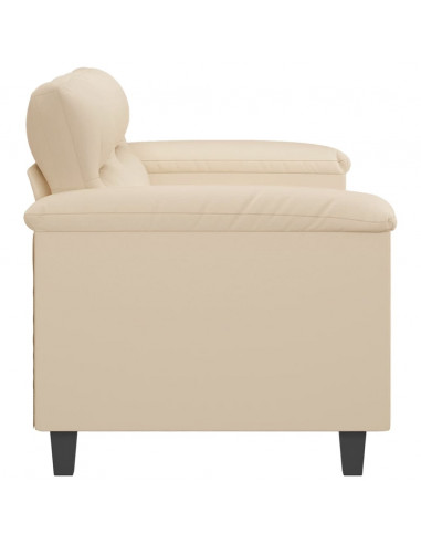 Divano a 2 Posti Crema 140 cm in Tessuto Microfibra