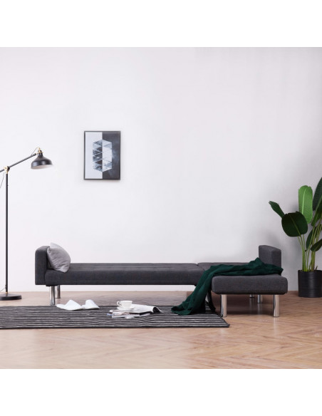 Divano letto a L grigio scuro in poliestere