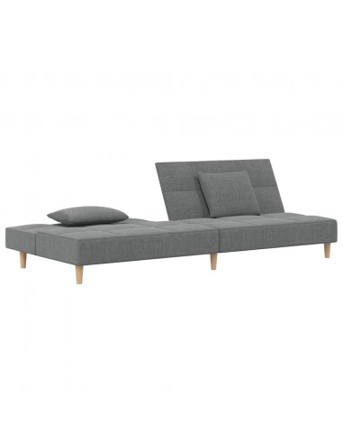 Divano Letto a 2 Posti con 2 Cuscini Grigio Scuro in Tessuto