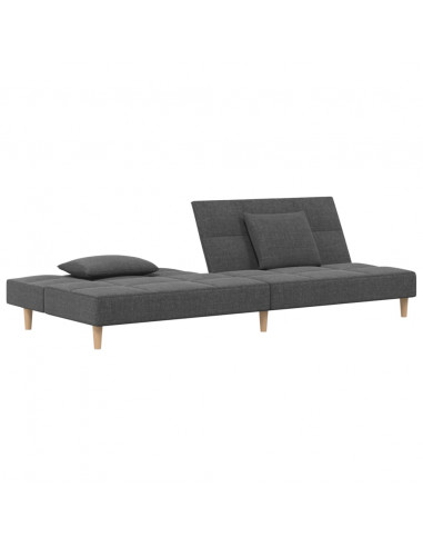 Divano Letto a 2 Posti con 2 Cuscini Grigio Chiaro in Tessuto