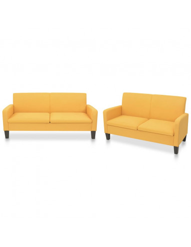 Set Divani 2 pz in Tessuto Giallo