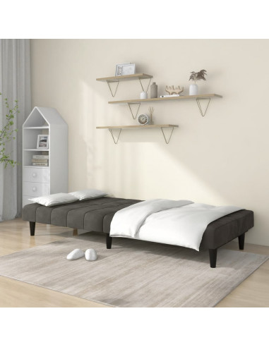 Divano Letto a 2 Posti Grigio Scuro in Velluto