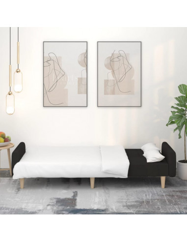 Divano Letto a 2 Posti Nero in Tessuto