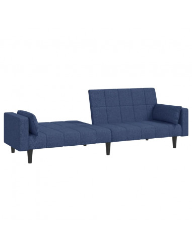 Divano Letto a 2 Posti con 2 Cuscini Blu in Tessuto