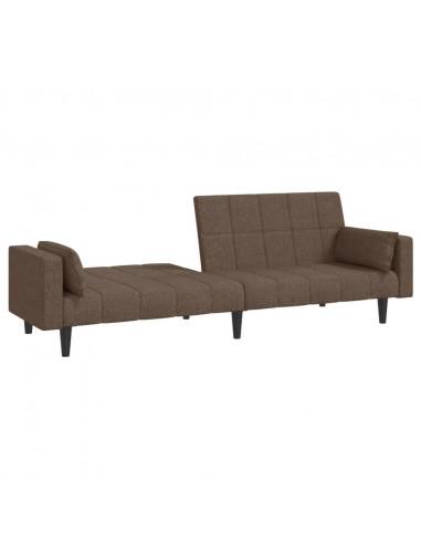 Divano Letto a 2 Posti con 2 Cuscini Tortora in Tessuto