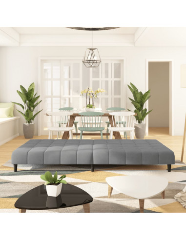 Divano Letto a 2 Posti Grigio Chiaro in Velluto