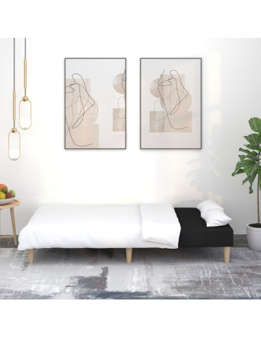 Divano Letto a 2 Posti Nero in Tessuto