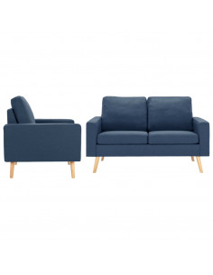 Set Divani 2 pz in Tessuto Blu 2